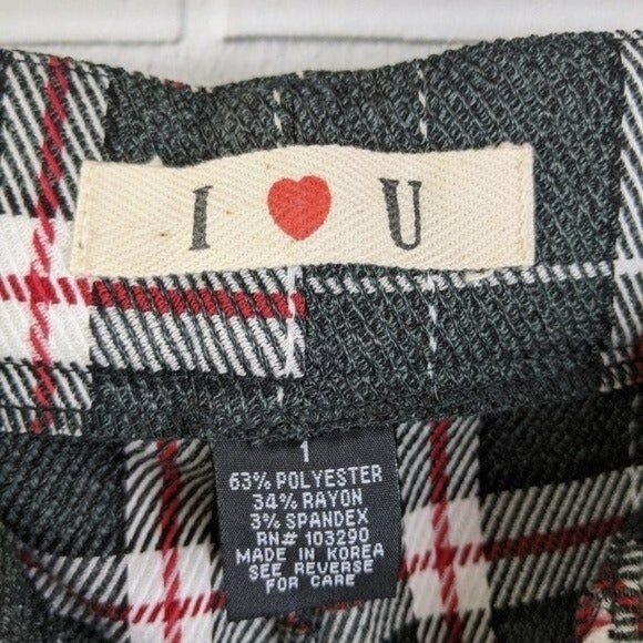 I. ❤️ U. I Heart U Grey Red Cream Plaid Dress Pants Slacks Women's Juniors 1 - Picture 4 of 4